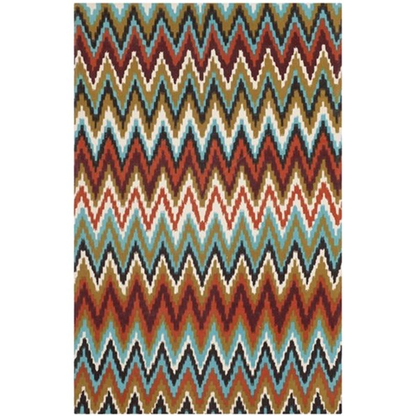 Safavieh Cedar Brook Hand Loomed Medium Rectangle Rug- Teal - Red- 5 X 8 Ft. CDR145B-5 - main